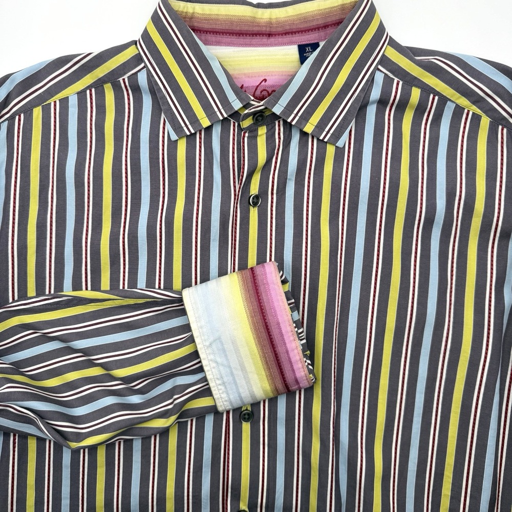 Robert Graham Button Down Mens XL Multi-Color Striped Long Sleeve Shirt